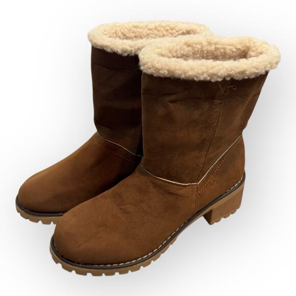 NEW Women’s Brown Sherpa Lined Boots 7.5–8 - Picture 5 of 7